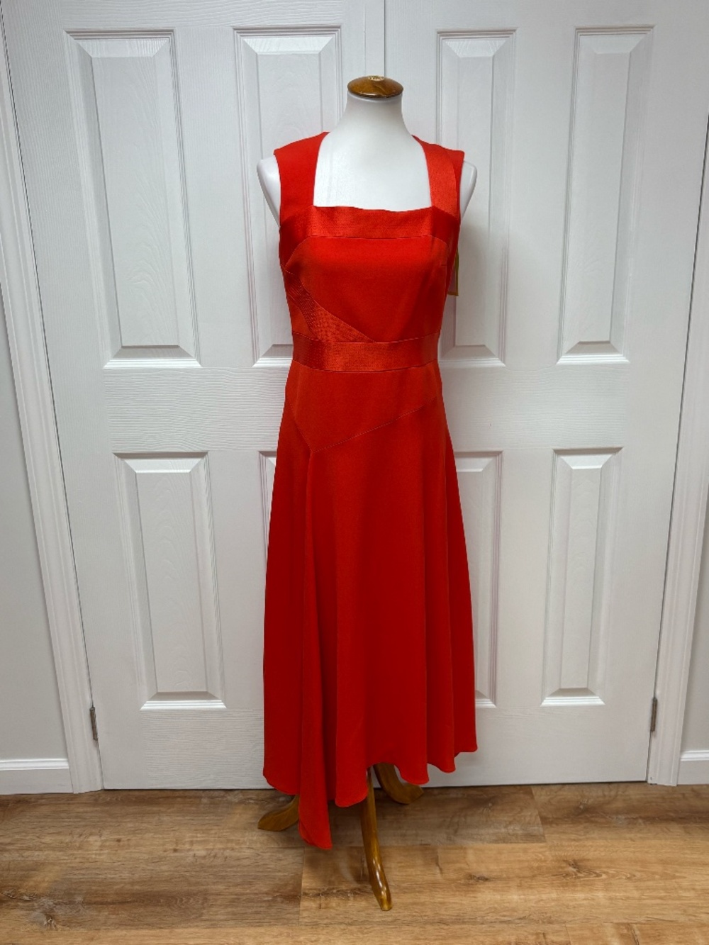 KAREN MILLEN Red Asymmetric‎ Midi Dress - Size 6 - NEW With Tags.